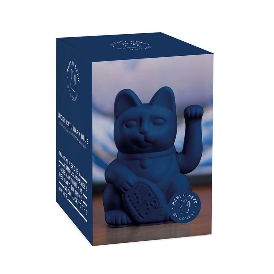 Lucky Cat Dark Blue 10x15cm