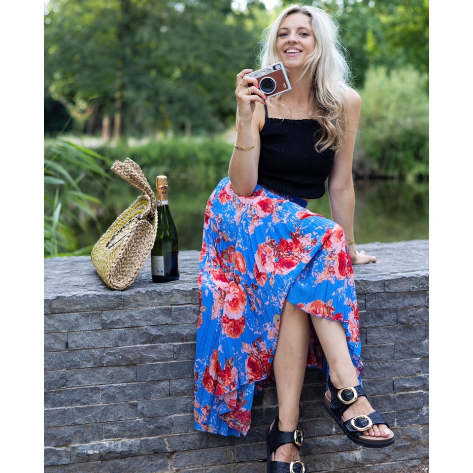 New Floral printed - Summer Skirt BLUE