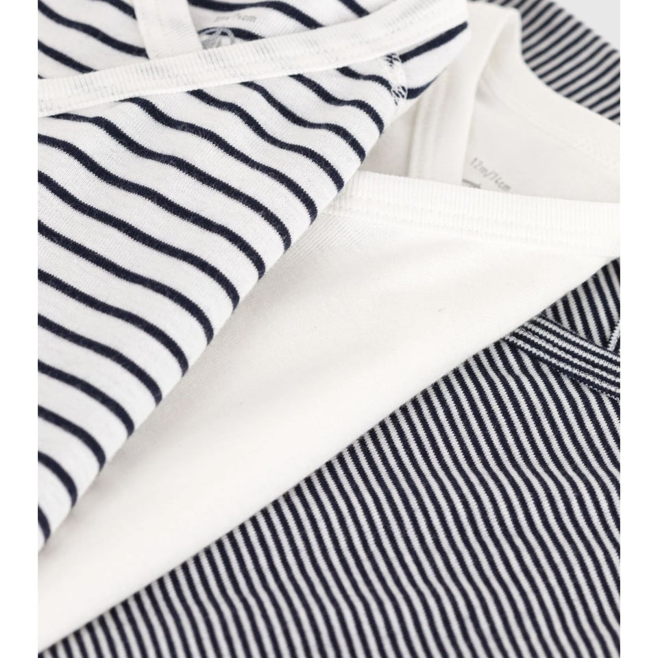 Petit Bateau 3-Pack Romper Wit/blauw Streep
