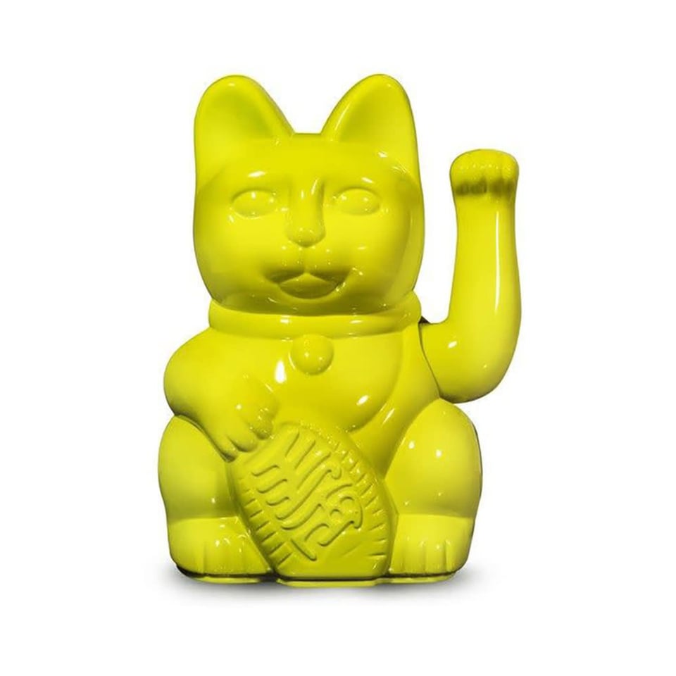 Lucky Cat Shiny Yellow 10x15cm in Cadeau Doos